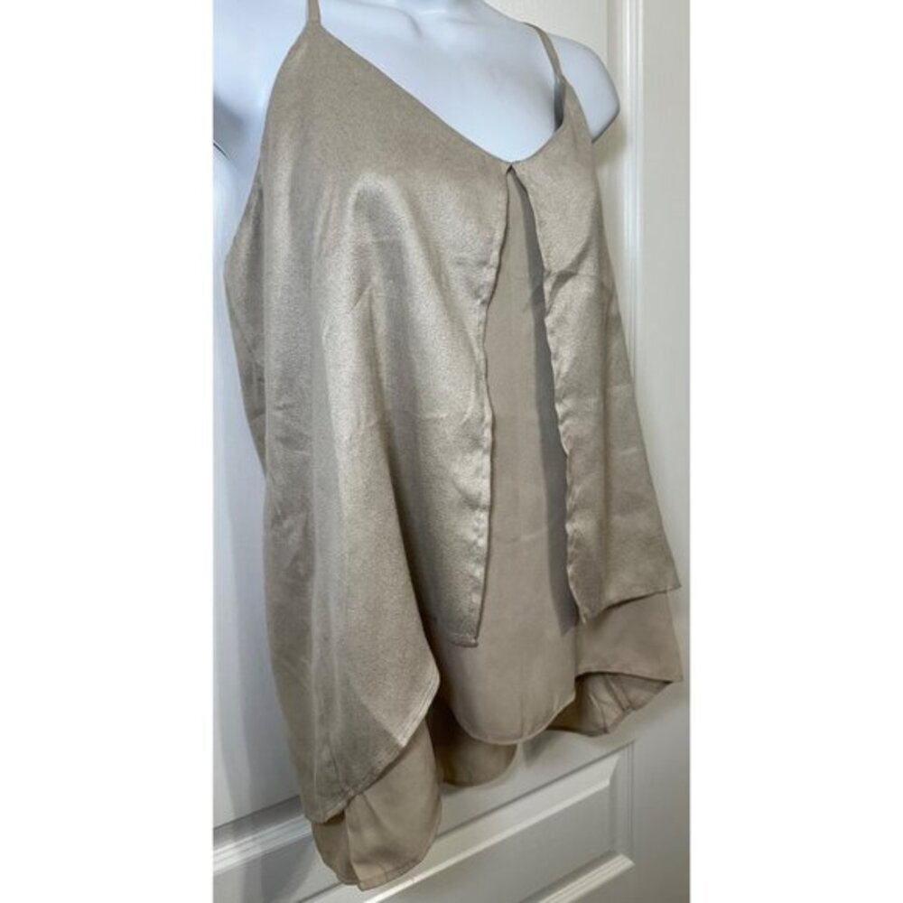 Harve Benard Gold Metallic Layered Sleeveless Cami Top, NWT Large - Picture 3 of 9